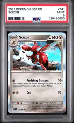 2023 POKEMON OBF EN-OBSIDIAN FLAMES #141 SCIZOR PSA MINT 9'S - Image 3