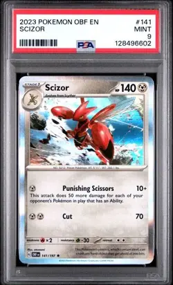 2023 POKEMON OBF EN-OBSIDIAN FLAMES #141 SCIZOR PSA MINT 9'S - Image 5