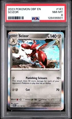 2023 POKEMON OBF EN-OBSIDIAN FLAMES #141 SCIZOR PSA NEAR MINT-MINT 8'S - Image 1