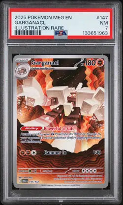 2025 POKEMON MEG EN-MEGA EVOLUTION ILLUSTRATION RARE #147 GARGANACL PSA 7 - Image 1