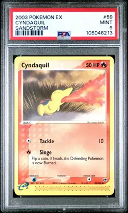 2003 POKEMON EX SANDSTORM #59 CYNDAQUIL PSA 9 - Image 1