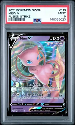 2021 POKEMON SWORD & SHIELD FUSION STRIKE #113 MEW V PSA 9 - Image 1