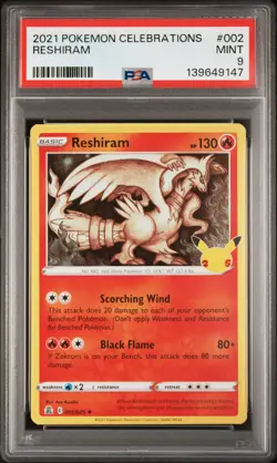 2021 POKEMON CELEBRATIONS #002 RESHIRAM PSA 9 - Image 1