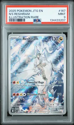 2025 POKEMON JTG EN-JOURNEY TOGETHER ILLUSTRATION RARE #167 N'S RESHIRAM PSA 9 - Image 1