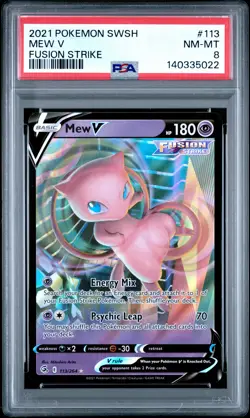 2021 POKEMON SWORD & SHIELD FUSION STRIKE #113 MEW V PSA 8 - Image 1