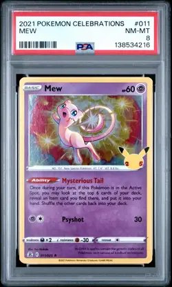 2021 POKEMON CELEBRATIONS #011 MEW PSA 8 - Image 1