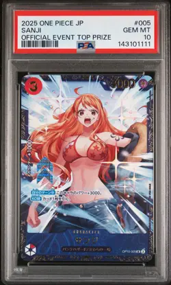 2025 ONE PIECE JAPANESE PROMOS OFFICIAL EVENT TOP PRIZE #005 SANJI PSA 10 - Image 1