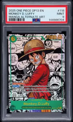 2025 ONE PIECE CARRYING ON HIS WILL MANGA ALT ART #118 MONKEY D. LUFFY PSA 9 - Image 1