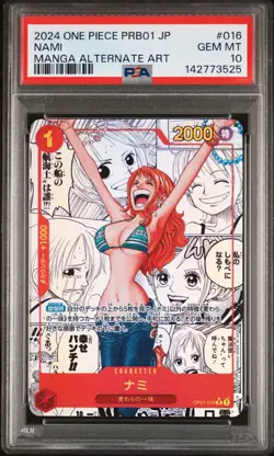 2024 ONE PIECE JAPANESE PRB01-PREMIUM BOOSTER MANGA ALT ART #016 NAMI PSA 10 - Image 1