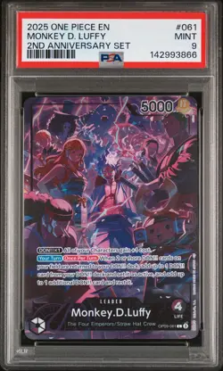 2025 ONE PIECE ENGLISH VERSION 2ND ANNIVERSARY SET #061 MONKEY D. LUFFY PSA 9 - Image 1