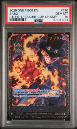 2025 ONE PIECE PROMOS STORE TREASURE CUP-CHAMP #120 SABO PSA 10 - Image 1
