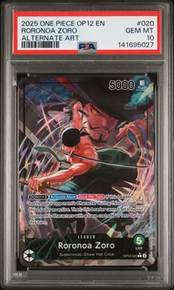 2025 ONE PIECE OP12-LEGACY OF THE MASTER ALTERNATE ART #020 RORONOA ZORO PSA 10 - Image 1