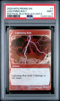 2025 MTG PROMOS FESTIVAL IN A BOX ATLANTA 2025 #1 LIGHTNING BOLT PSA 9 - Image 1