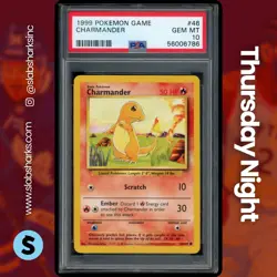 1999 POKEMON UNLIMITED #46/102 CHARMANDER PSA 10 - Image 1