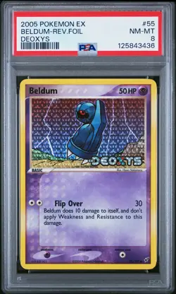 2005 POKEMON EX DEOXYS #55 BELDUM-REVERSE FOIL PSA 8 - Image 1
