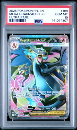 2025 POKEMON PFL EN-PHANTASMAL FLAMES ULTRA RARE #109 MEGA CHARIZARD X EX PSA 10 - Image 1