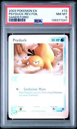 2003 POKEMON EX SANDSTORM #73 PSYDUCK-REVERSE FOIL PSA 8 - Image 1