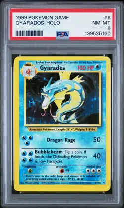 1999 POKEMON BASE SET UNLIMITED #6 GYARADOS-HOLO PSA 8 - Image 1