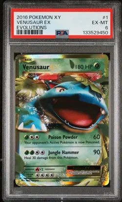 2016 POKEMON XY EVOLUTIONS #1 VENUSAUR EX PSA 6 - Image 1