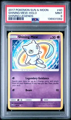 2017 POKEMON SUN & MOON SHINING LEGENDS #40 SHINING MEW-HOLO PSA 9 - Image 1