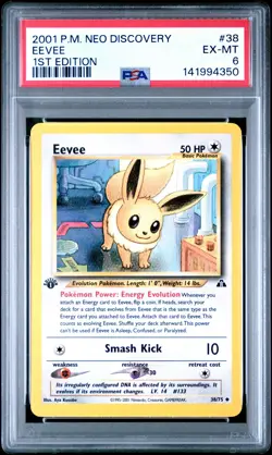 2001 POKEMON NEO DISCOVERY 1ST ED #38 EEVEE PSA 6 - Image 1