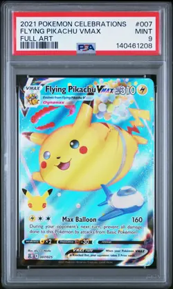 2021 POKEMON CELEBRATIONS #007 FULL ART/FLYING PIKACHU VMAX PSA 9 - Image 1