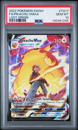 2022 POKEMON SWORD & SHIELD LOST ORIGIN #TG17 FULL ART/PIKACHU VMAX PSA 10 - Image 1