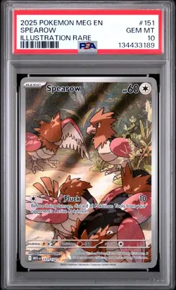 2025 POKEMON MEG EN-MEGA EVOLUTION ILLUSTRATION RARE #151 SPEAROW PSA 10 - Image 1