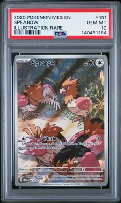 2025 POKEMON MEG EN-MEGA EVOLUTION ILLUSTRATION RARE #151 SPEAROW PSA 10 - Image 1