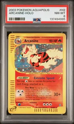 2003 POKEMON AQUAPOLIS #H2 ARCANINE-HOLO PSA 8 - Image 1