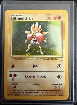 Pokemon TCG Hitmonchan Base Set 2#8/130 Holo Unlimited Holo Rare Vintage - Image 1