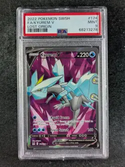 2022 Pokemon KYUREM V 174/196 Lost Origin Ultra Rare Holo English PSA 9 - Image 1