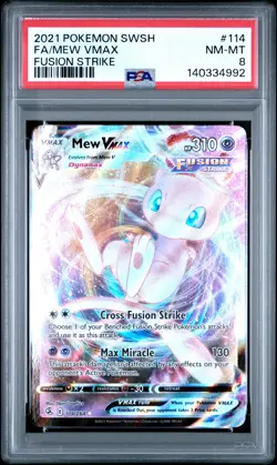2021 POKEMON SWORD & SHIELD FUSION STRIKE #114 FULL ART/MEW VMAX PSA 8 - Image 1