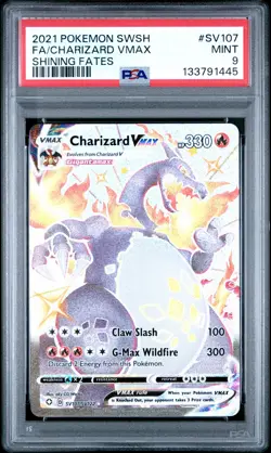 2021 POKEMON SWORD & SHIELD SHINING FATES #SV107 FULL ART/CHARIZARD VMAX PSA 9 - Image 1