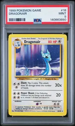 1999 POKEMON BASE SET UNLIMITED #18 DRAGONAIR PSA 9 - Image 1