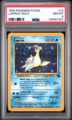 1999 POKEMON FOSSIL #10 LAPRAS-HOLO PSA 8 - Image 1