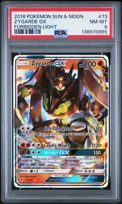 2018 POKEMON SUN & MOON FORBIDDEN LIGHT #73 ZYGARDE GX PSA 8 - Image 1