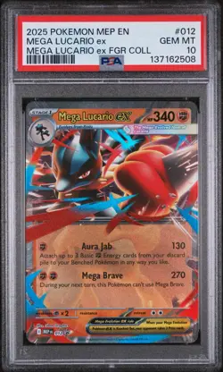 2025 POKEMON MEP EN-ME BLACK STAR PROMO #012 MEGA LUCARIO EX PSA 10 - Image 1