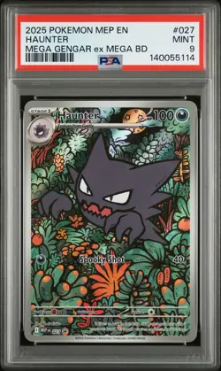 2025 POKEMON MEP EN-ME BLACK STAR PROMO #027 HAUNTER PSA 9 - Image 1