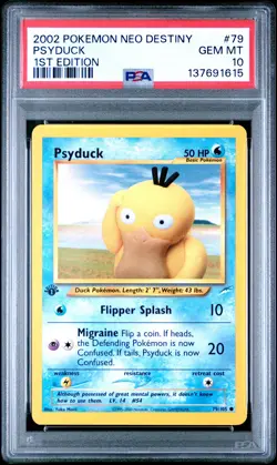 2002 POKEMON NEO DESTINY 1ST ED #79 PSYDUCK PSA 10 - Image 1