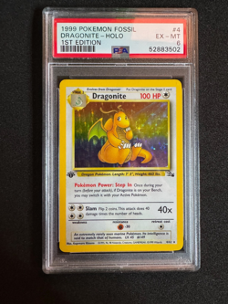 1999 POKEMON FOSSIL 1ST ED #4 DRAGONITE-HOLO PSA 6 - Image 1