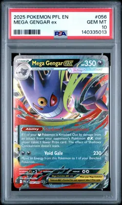2025 POKEMON PFL EN-PHANTASMAL FLAMES #056 MEGA GENGAR EX PSA 10 - Image 1