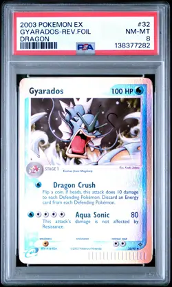 2003 POKEMON EX DRAGON #32 GYARADOS-REVERSE FOIL PSA 8 - Image 1