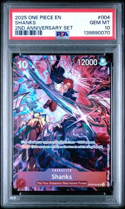 2025 ONE PIECE ENGLISH VERSION 2ND ANNIVERSARY SET #004 SHANKS PSA 10 - Image 1