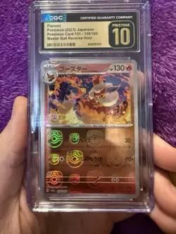 Flareon (Master Ball) 136/165 Sv2a: Pokemon Card 151 Holo (JPN) CGC Pristine 10 - Image 1
