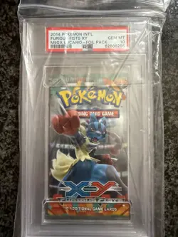 2014 Pokemon "Furious Fists" 10-Card Sealed Booster Pack Mega Lucario PSA 10 Gem - Image 1