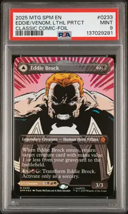 2025 MTG MARVEL'S SPIDER-MAN BORDERLESS EDDIE BROCK/VENOM LETHAL PROTECTOR PSA 9 - Image 1