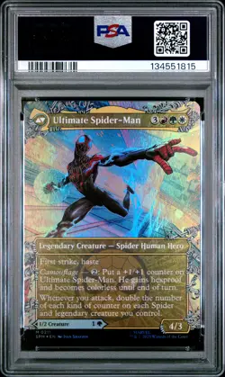 2025 MTG MARVEL'S BORDERLESS FOIL MILES MORALES/ULTIMATE SPIDER-MAN PSA 10 - Image 2
