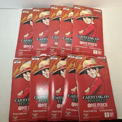 One Piece OP-13 Carrying on His Will Sleeved Booster Packs Lot of 10 Blisters - Image 1