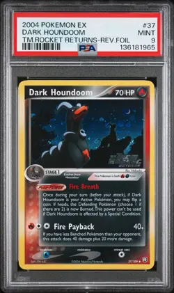 2004 POKEMON EX TEAM ROCKET RETURNS #37 DARK HOUNDOOM-REVERSE FOIL PSA 9 - Image 1
